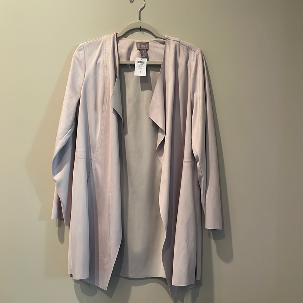 Chicos faux, suede jacket, soft, pink size 1 NWT